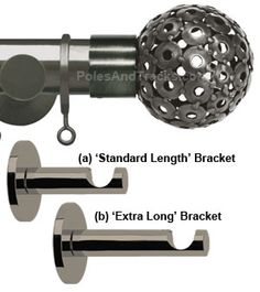 the different types of curtain rods are labeled in this diagram, including ball and rod