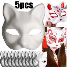 Paper Face Mask, Painted Mask, Blank Mask, Mask For Halloween, Mask Cat, Mascaras Halloween, Therian Mask, Fox Mask, Masquerade Costumes