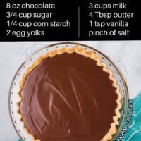 a chocolate tart pie is shown with instructions for how to bake it in the oven