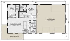 the floor plan for a two story house with an attached garage and living room area