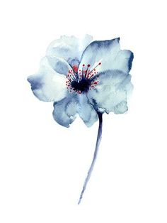 Blue Flower Watercolor, Dark Blue Flowers, Blue Flower Wallpaper, Soyut Sanat Tabloları, Watercolour Flowers, Free Art Prints