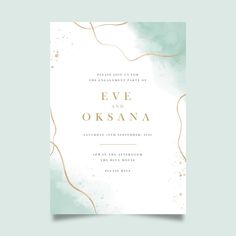 an elegant wedding card with watercolor paint and gold foil