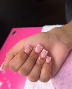 Short French Tip Acrylic Nails Black Women, French Tip Nails Shorts, Short Nails Inspo Black Women, Pink Nails Short Square, Short Colorful Nails, Square Acrylic Nails Long, Summer Nails Black, Summer Nails Black Women, Nails Black Women