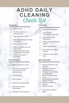 🧹 Struggling to stay on top of chores? This ADHD Daily Cleaning Checklist breaks tasks into manageable steps, helping you keep your home tidy without overwhelm. Perfect for staying focused and organized! #ADHDTips #CleaningHacks #StayOrganized Clean Hacks, Daily Cleaning Checklist, Routine Printable, To Do Planner, Chore List, House Cleaning Checklist, Household Cleaning Tips, Daily Cleaning, Planner Templates