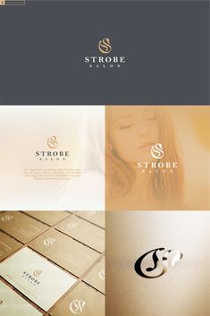 the logo for strobe salon is shown in three different colors and font options