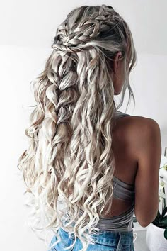 Pinterest Braids, Trending Braids, Plaits Hairstyles, Prom Hairstyles For Long Hair, Wavy Curly Hair, Festival Hair, Formal Hairstyles, Hairstyles Ideas, Braids Hairstyles