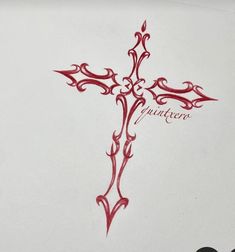 the cross is drawn with red ink on white paper