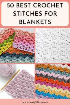 crochet stitches for blankets with text overlay that says, 50 best crochet stitches for blankets