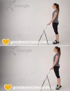 a woman standing on top of a chair with the words good exercises guide written below