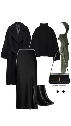 Details to outfit inspo in bio 🤍 Modest Black Outfits, Black Outfits For Women, Modest Summer Dresses, Modesty Outfits, Winter Fashion Outfits Casual, Easy Winter Outfit, Hijabi Outfits Casual, Everyday Fashion Outfits