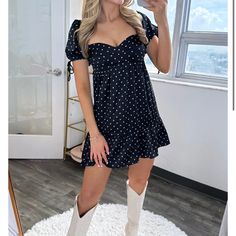 Boutique Silky Polka Dot Country Dress Nwt. Size M! Perfect For A Country Concert With Cowgirl Boots Tags: Reformation, For Love And Lemons, Nbd, Nookie, House Of Cb, Revolve, Intermix, Misha Collection, Zara, Tiger Mist, Mura Boutique, Lovers + Friends, Stone Cold Fox, Free People, Nasty Gal, Something Navy, Hours, Donna Mizani, Privacy Please, Missguided, Sabo Skirt, Asos, Pretty Little Thing, Oh Polly, Likely Nyc, By The Way Polka Dot Mini Dress With Ruffle Hem, Fitted Mini Dress With Ruffle Hem And Polka Dot, Polka Dot Fitted Dress For Day Out, Fitted Polka Dot Dress For Day Out, Pleated Tiered Dress, Country Dress, Silver Mini Dress, Massimo Dutti Women, Mura Boutique