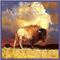 Nothing But Buffalo & Sky Silk Scarf Color Composition, Western Paintings, Wildlife Paintings, Cowboy Art