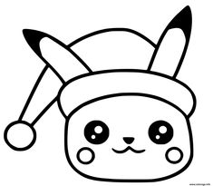 a black and white drawing of a cartoon character wearing a santa claus hat with horns