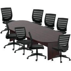 an empty conference table with six chairs around it and the words espresso written in spanish