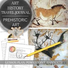 an image of art history with pictures and writing on it, including the words prehistic