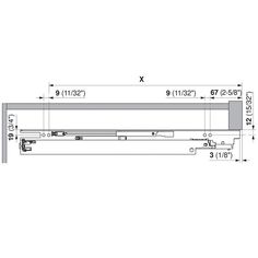 an image of a drawing of the back end of a laptop computer with measurements on it