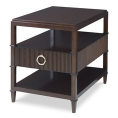 an end table with two drawers on one side and a drawer on the other hand