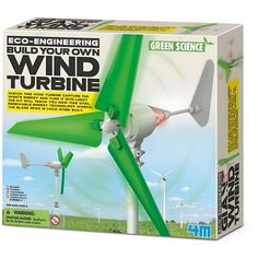 the green science wind turbine kit is in its box