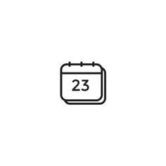 a black and white calendar icon with the number twenty three in it's center