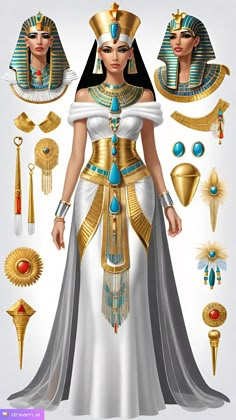 Cleopatra Halloween Costume Outfit, Egyptian Outfits Women, Egyptian Outfit Ideas, Nefertiti Costume, Egyptian Halloween Costume, Cleopatra Outfit, Ancient Egyptian Dress, Egyptian Queen Costume, Egypt Outfit