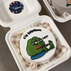 a close up of a cake in a box on a table