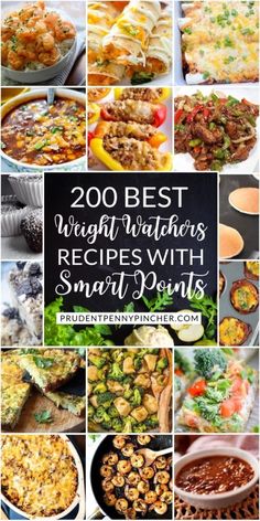 many different pictures with the words 200 best weight watchers recipes with smart points