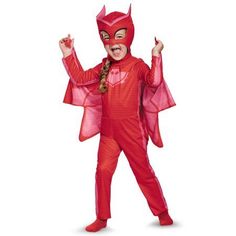 a child's red costume is on sale for $ 34 98