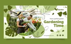 a woman and man are gardening together