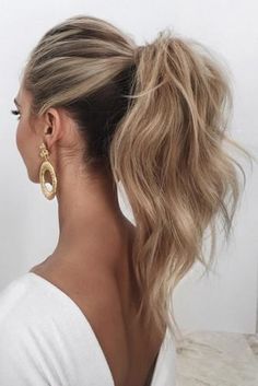 Casual Wedding Hair, Blonde Ponytail, Curly Wedding Hair, Guest Hair, Effortless Hairstyles