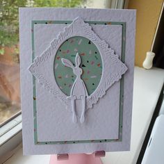 a handmade birthday card with a rabbit on it