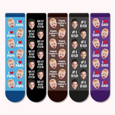 [FACE DESIGN SOCKS]: Are you looking for a funny present for that special man in your life? Custom printed socks make great, fun gifts that your favorite Dad will appreciate. We have nine colors and four text styles to choose from, you just need to upload a photo of a child person's face, our designer will place the face in a repeating pattern so there is no need to upload multiple images. 
[COMFORTABLE & STRETCHY]: These funny socks are made from high-quality polyester, soft and stretchy, and c I Love Dad, Face Socks, Birthday Gift For Dad, Printed Socks, Funny Presents, Cool Fathers Day Gifts, I Love My Dad, Multiple Images, Funny Socks