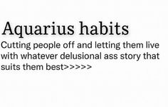 the words aquarius habits are written in black and white on a white background