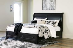 Chylanta Black Cal. King Sleigh Storage Bed - Ornate Home California King Sleigh Bed, King Sleigh Bed, Queen Sleigh Bed, Sleigh Bedroom Set, 5 Piece Bedroom Set, Platform Bedroom Sets, King Storage Bed, Sleigh Bed, Curved Headboard