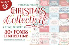 the christmas collection font and illustrations