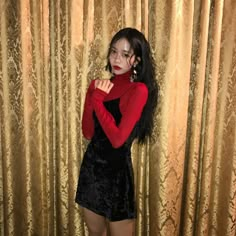 2023 Lookbook, Goth Coquette, Gothic Outfit, Red And Black Outfits, Turtleneck Outfit, Red Turtleneck, Red Outfit, Looks Style, Mode Inspiration