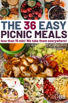 the cover of the book, the 36 easy picnic meals