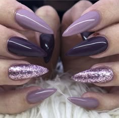 Ongles Gel Violet, Purple Gel Nails, Violet Nails, Purple Acrylic Nails, Lilac Nails, Purple Nail Designs, Purple Nail, Fall Acrylic Nails