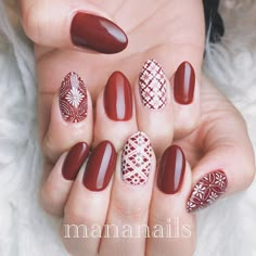 Bohemian Nails, Boho Nails, Asian Nails, Red Acrylic Nails, Happy Nails, Japanese Nails, Round Nails, Girls Nails, Bridal Nails