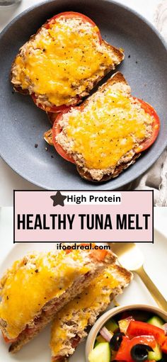 the healthy tuna melt is ready to be eaten