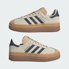 adidas Gazelle Bold Shoes - White | Free Shipping with adiClub | adidas US Sneakers For Women Aesthetic, Gazelle Adidas Women, Adidas Shoes Women Gazelle, How To Style Adidas Gazelle, Adidas Gazelle Colors, Cute Tennis Shoes For Women, Adidas Bold Gazelle, Platform Sambas, Adidas Gazelle Platform