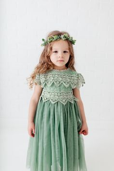 Mint Green Lace Flower Girl Dress Romantic Moss Toddler Tulle | Etsy Bohemian Flower Girl, Sienna Dress, Crochet Bohemian, Flower Girl Headpiece, Lace Flower Girl Dress, Flower Tiara, Tulle Wedding Gown, Toddler Flower Girl Dresses, Green Lace Dresses