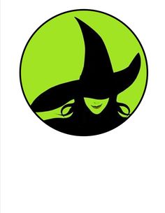 a green and black witch's hat on top of a white background in a circle