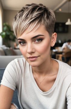 3 12 Hair With A Beanie, Beanie Hairstyles For Short Hair, Shaved Sides Pixie, Balage Hair, Pixie Cut With Long Bangs, Very Short Pixie, Beanie Hairstyles, Hairstyle Art