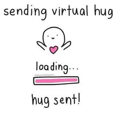 a white card with the words sending virtual hug loading