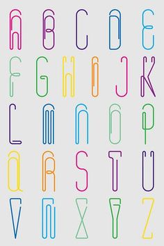 the alphabet is made up of different colors and shapes, including letters that appear to be multicolored