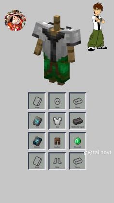 an image of a character in minecraft on the screen, with other items around it