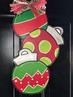 a christmas ornament hanging on the front door