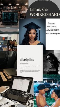 a collage of photos with women in graduation caps and gowns on laptop computers