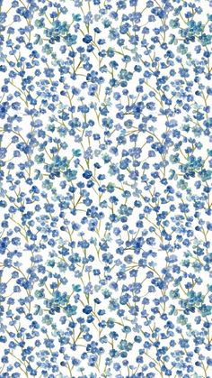 blue flowers on white background with green stems and leaves in watercolor style stock photo