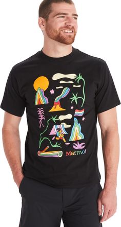 Show off LGBTQ+ pride with the Marmot Pride Heavyweight T-shirt. The comfy cotton tee features a graphic designed by artist Henri Campea in collaboration with The Venture Out Project. Multicolor Graphic Tee With Front Print, Op Logo, The Comfy, Lgbtq Pride, Black Xs, Rei Co-op, Types Of Shirts, Cotton Tee, Climbing